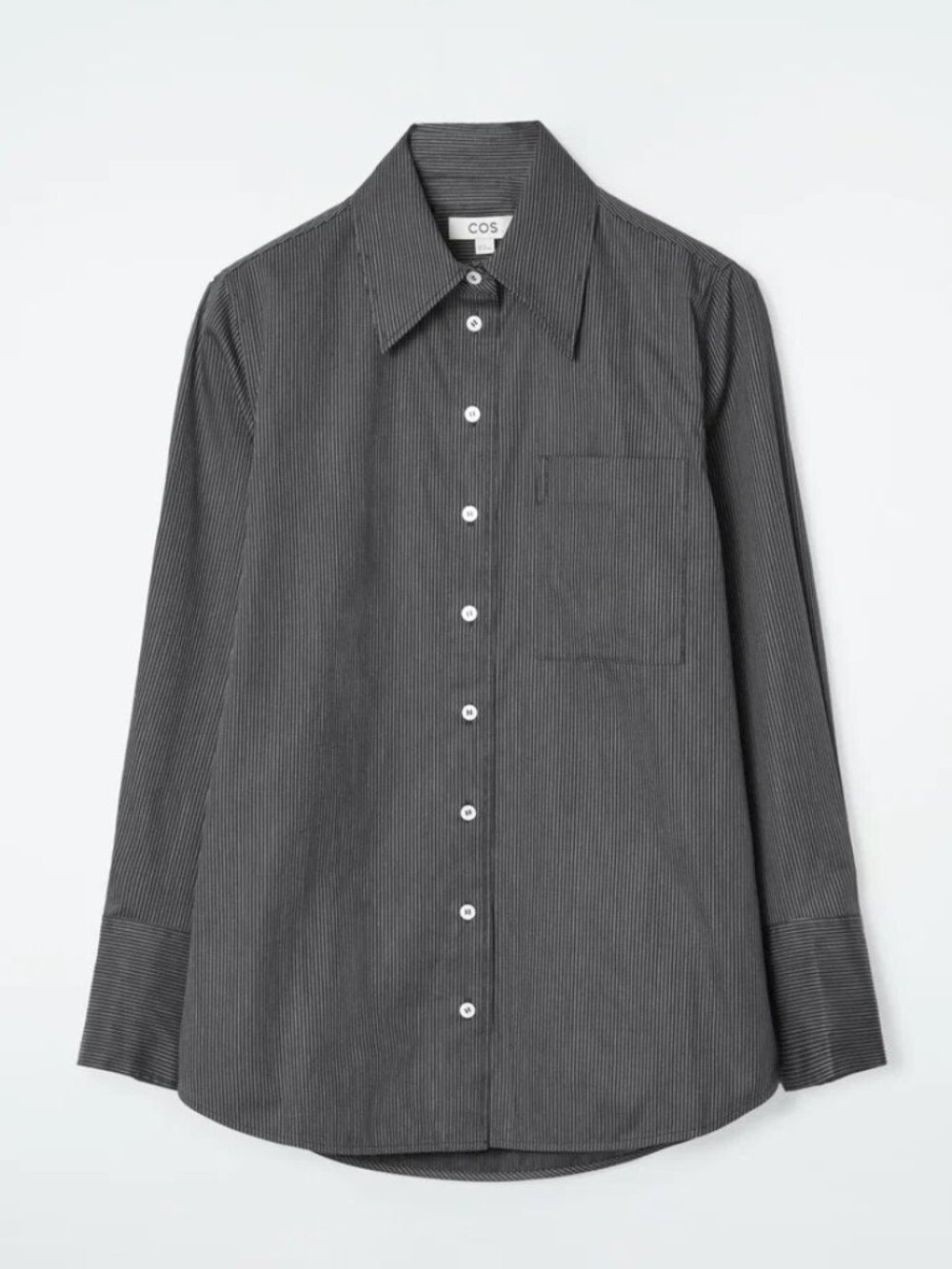 COS Oversized Tailored Shirt BLACK / PINSTRIPED